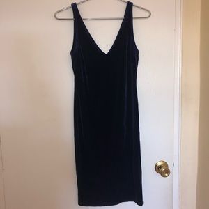 Velvet body fitting blue dress